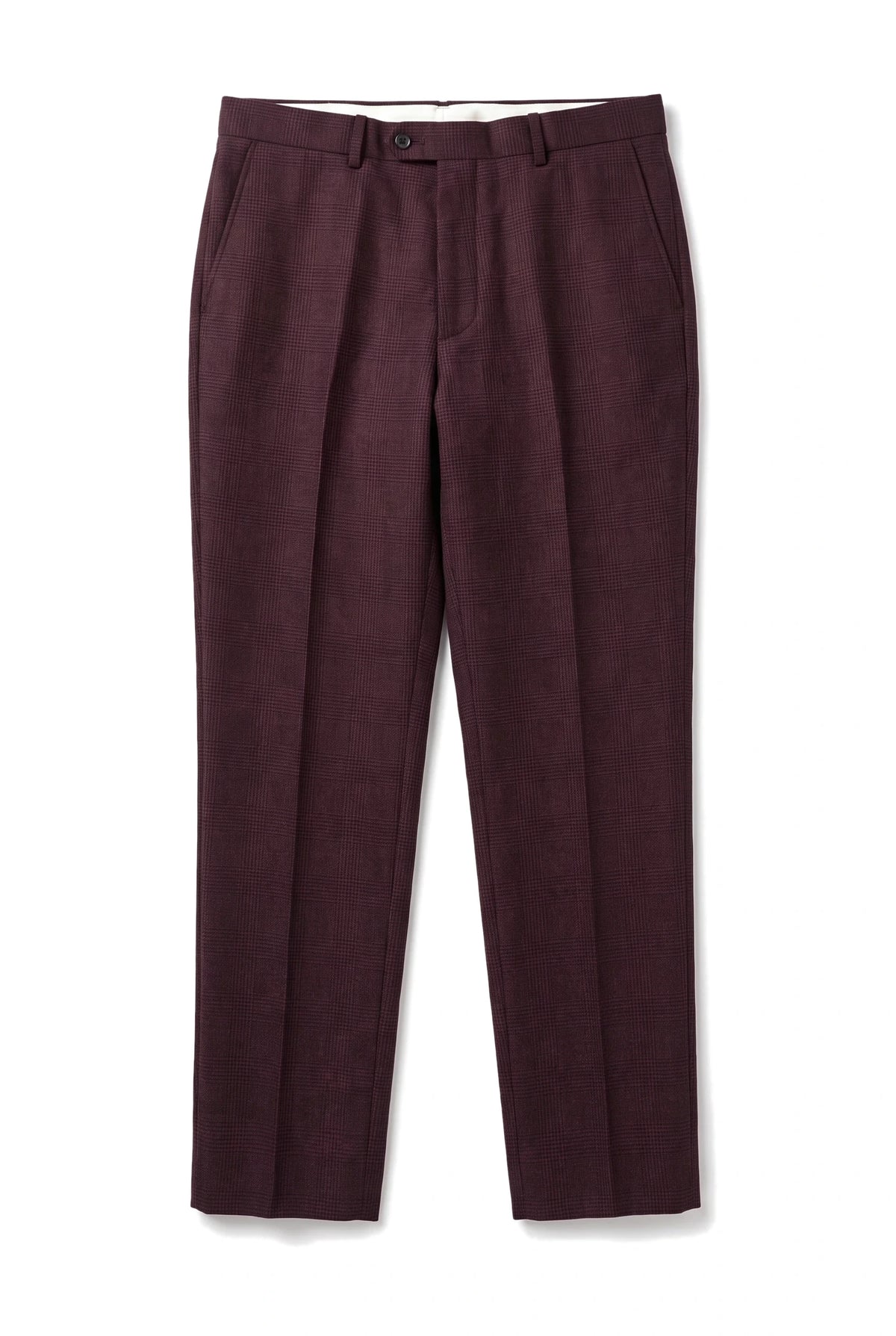 Regent - Pantalones de cuadros color vino para hombre