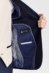 Traje a cuadros azul marino Regent con chaleco color crema Regent en contraste.