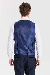 Traje a cuadros azul marino Regent con chaleco color crema Regent en contraste.