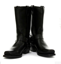 Botas altas de cuero auténtico unisex estilo motero rock punk grinders con hebilla estilo vaquero