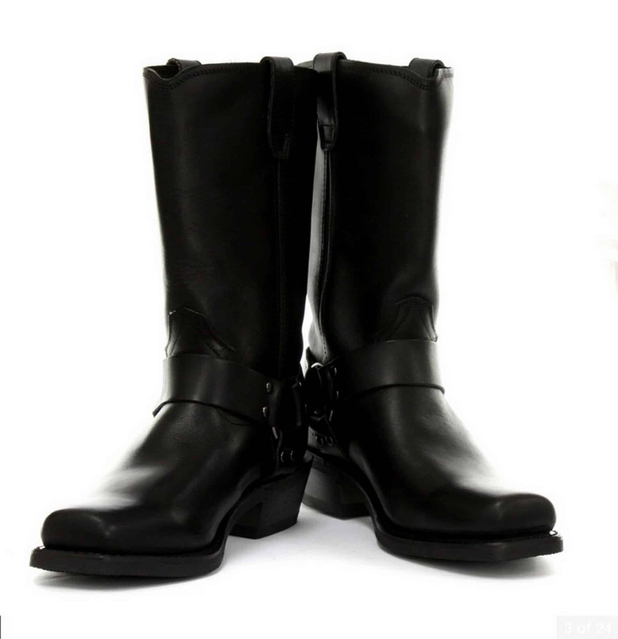 Botas altas de cuero auténtico unisex estilo motero rock punk grinders con hebilla estilo vaquero