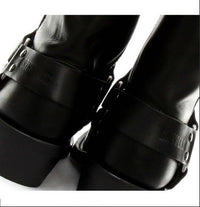 Botas altas de cuero auténtico unisex estilo motero rock punk grinders con hebilla estilo vaquero