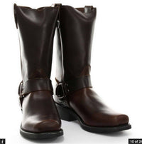 Botas altas de cuero auténtico unisex estilo motero rock punk grinders con hebilla estilo vaquero