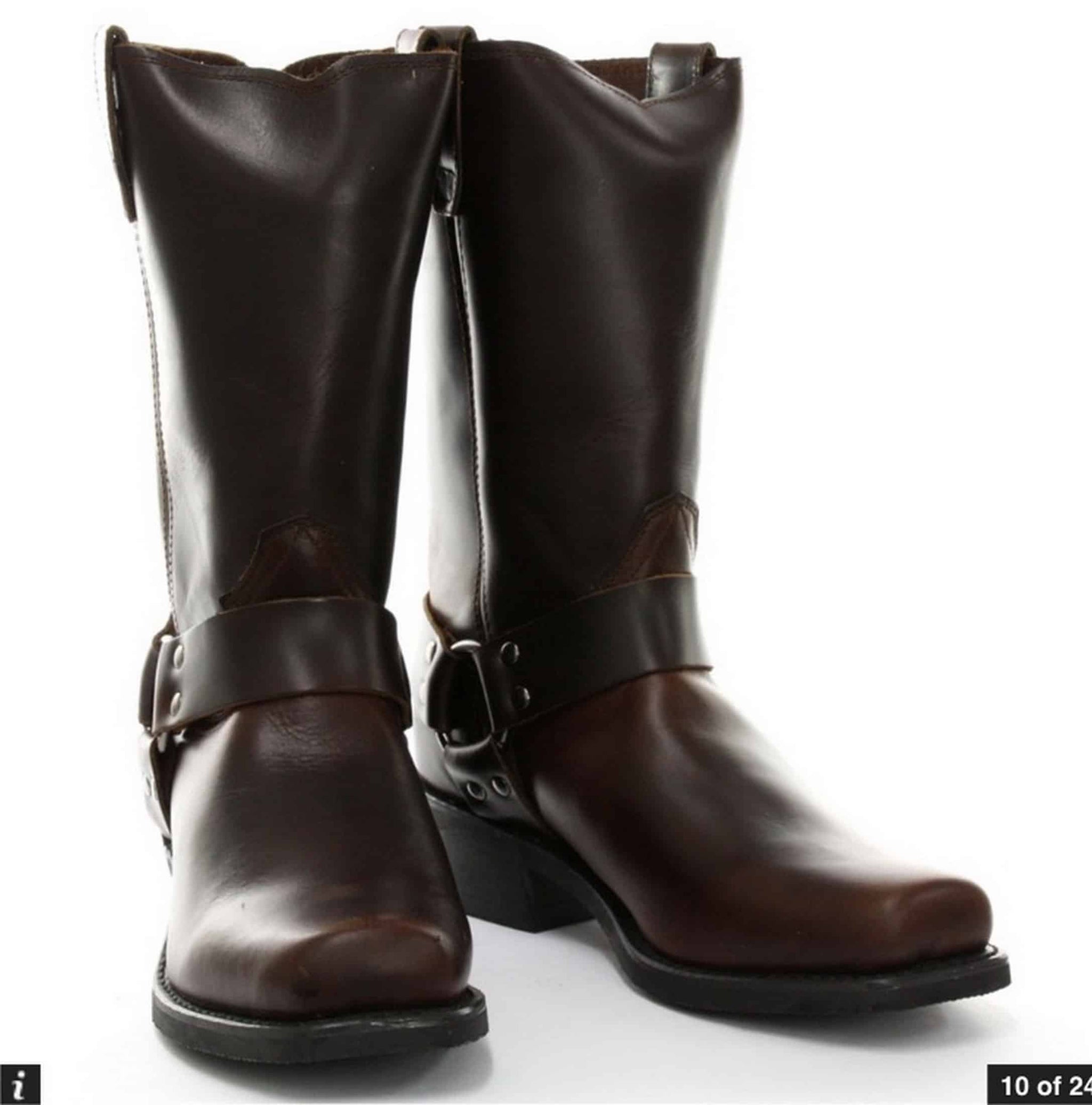 Botas altas de cuero auténtico unisex estilo motero rock punk grinders con hebilla estilo vaquero