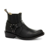 Botines unisex de cuero auténtico estilo motero, rock punk, grinders, con hebilla, estilo vaquero.