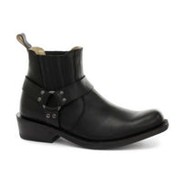 Botines unisex de cuero auténtico estilo motero, rock punk, grinders, con hebilla, estilo vaquero.