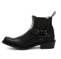 Botines unisex de cuero auténtico estilo motero, rock punk, grinders, con hebilla, estilo vaquero.