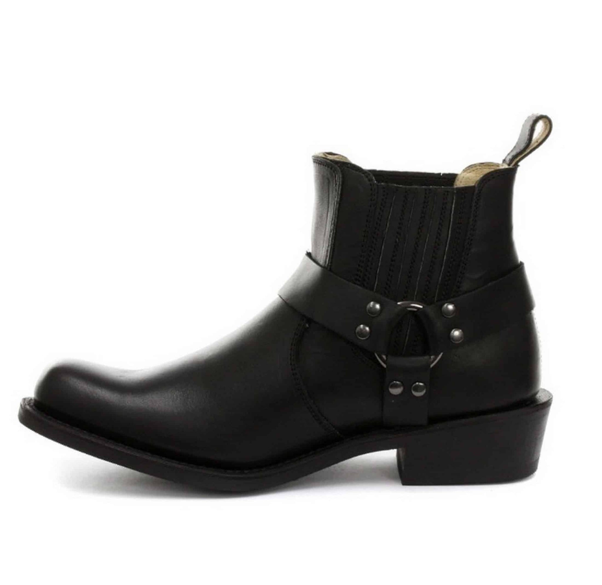 Botines unisex de cuero auténtico estilo motero, rock punk, grinders, con hebilla, estilo vaquero.