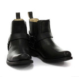 Botines unisex de cuero auténtico estilo motero, rock punk, grinders, con hebilla, estilo vaquero.