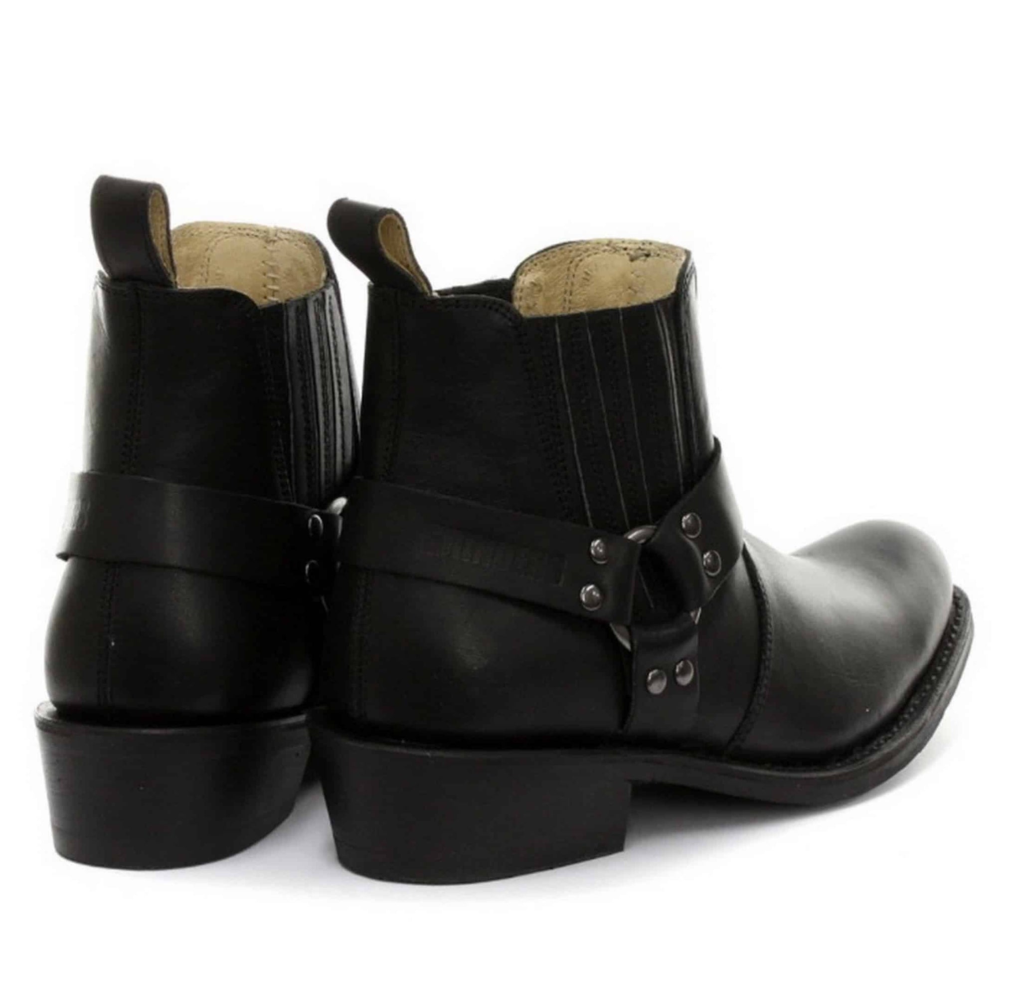 Botines unisex de cuero auténtico estilo motero, rock punk, grinders, con hebilla, estilo vaquero.