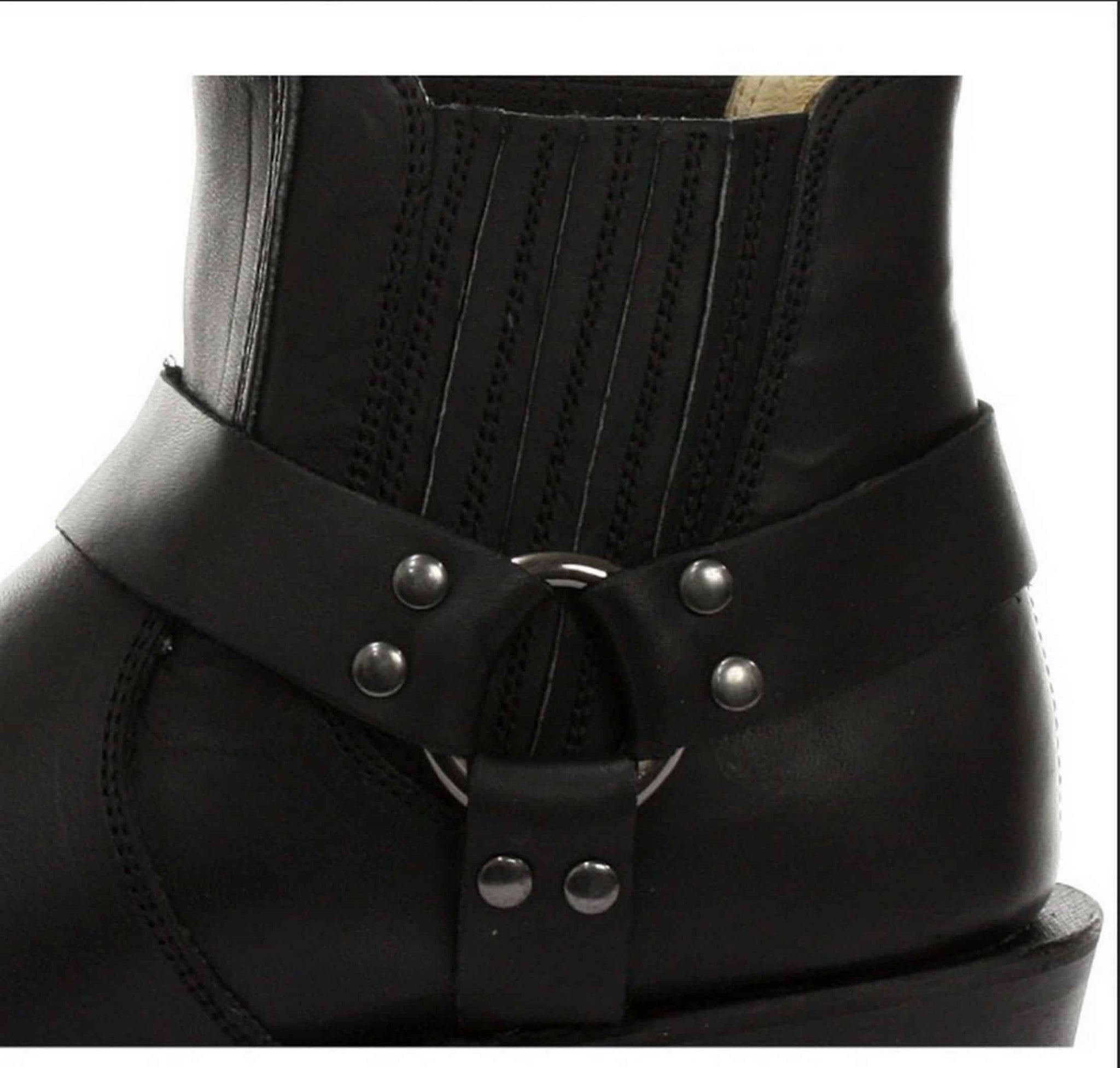 Botines unisex de cuero auténtico estilo motero, rock punk, grinders, con hebilla, estilo vaquero.