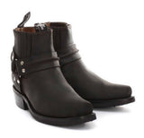 Botines unisex de cuero auténtico estilo motero, rock punk, grinders, con hebilla, estilo vaquero.