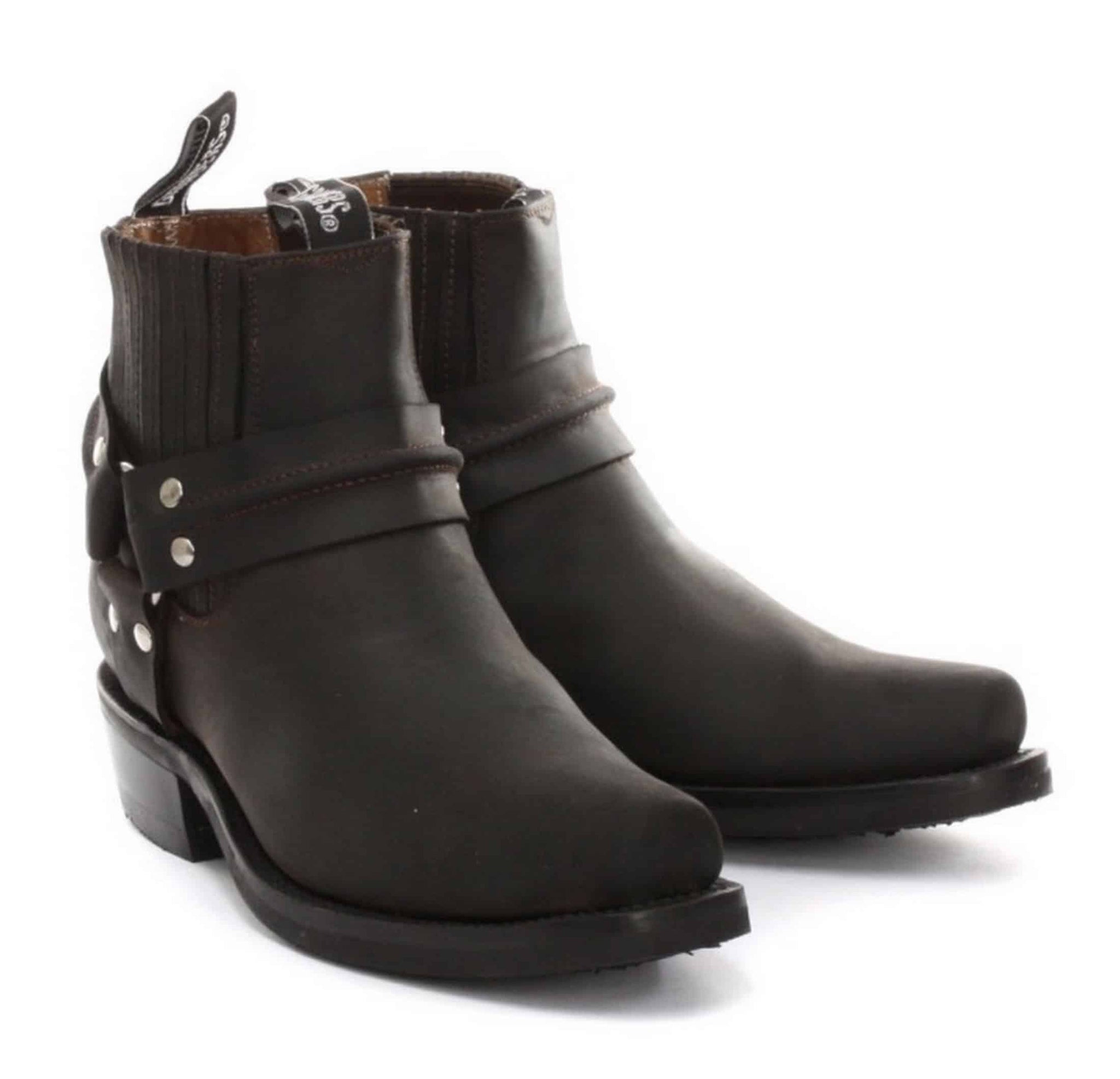 Botines unisex de cuero auténtico estilo motero, rock punk, grinders, con hebilla, estilo vaquero.