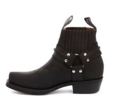 Botines unisex de cuero auténtico estilo motero, rock punk, grinders, con hebilla, estilo vaquero.