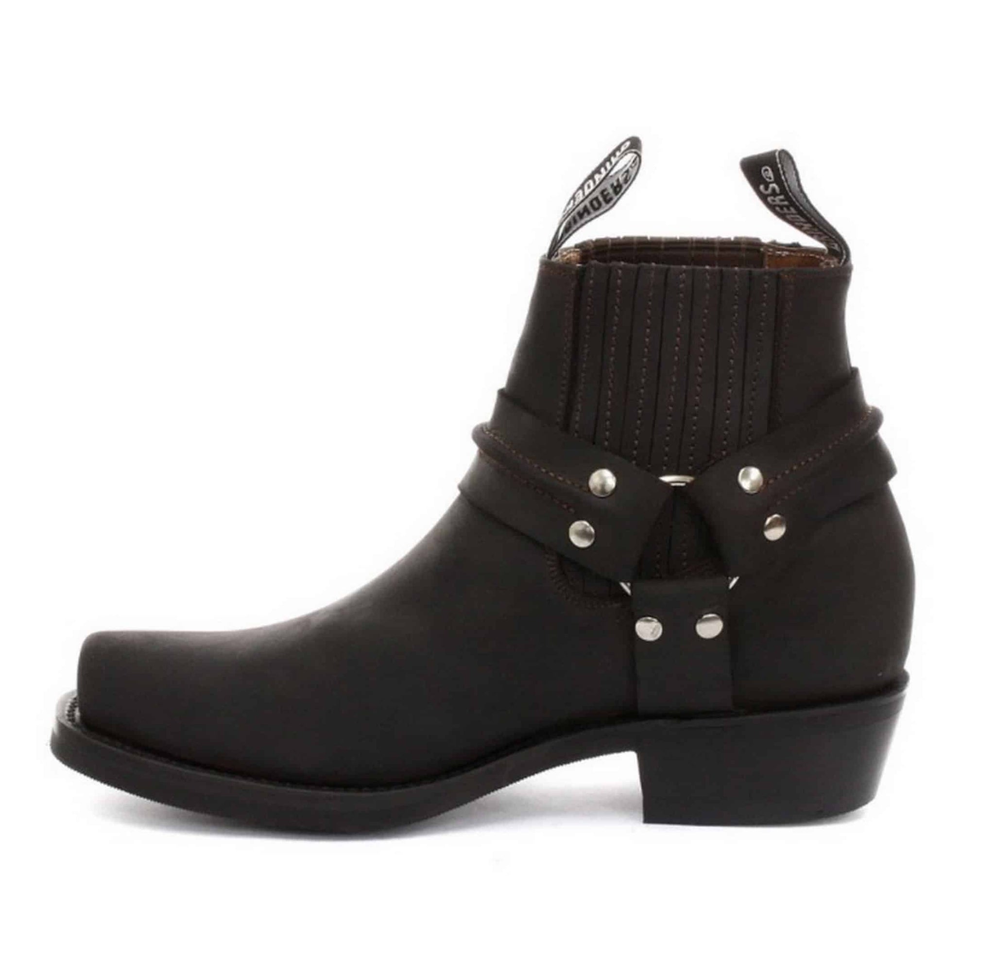 Botines unisex de cuero auténtico estilo motero, rock punk, grinders, con hebilla, estilo vaquero.
