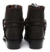 Botines unisex de cuero auténtico estilo motero, rock punk, grinders, con hebilla, estilo vaquero.