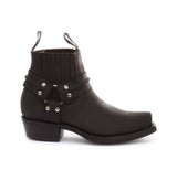 Botines unisex de cuero auténtico estilo motero, rock punk, grinders, con hebilla, estilo vaquero.