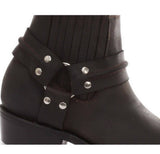 Botines unisex de cuero auténtico estilo motero, rock punk, grinders, con hebilla, estilo vaquero.