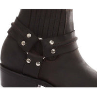 Botines unisex de cuero auténtico estilo motero, rock punk, grinders, con hebilla, estilo vaquero.