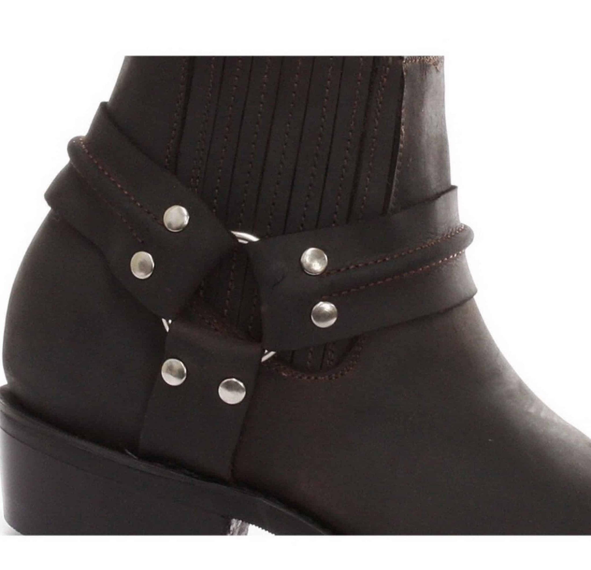 Botines unisex de cuero auténtico estilo motero, rock punk, grinders, con hebilla, estilo vaquero.
