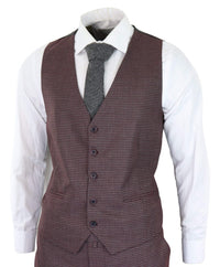 Traje de tres piezas a cuadros pastor en color burdeos y gris - RK20-10