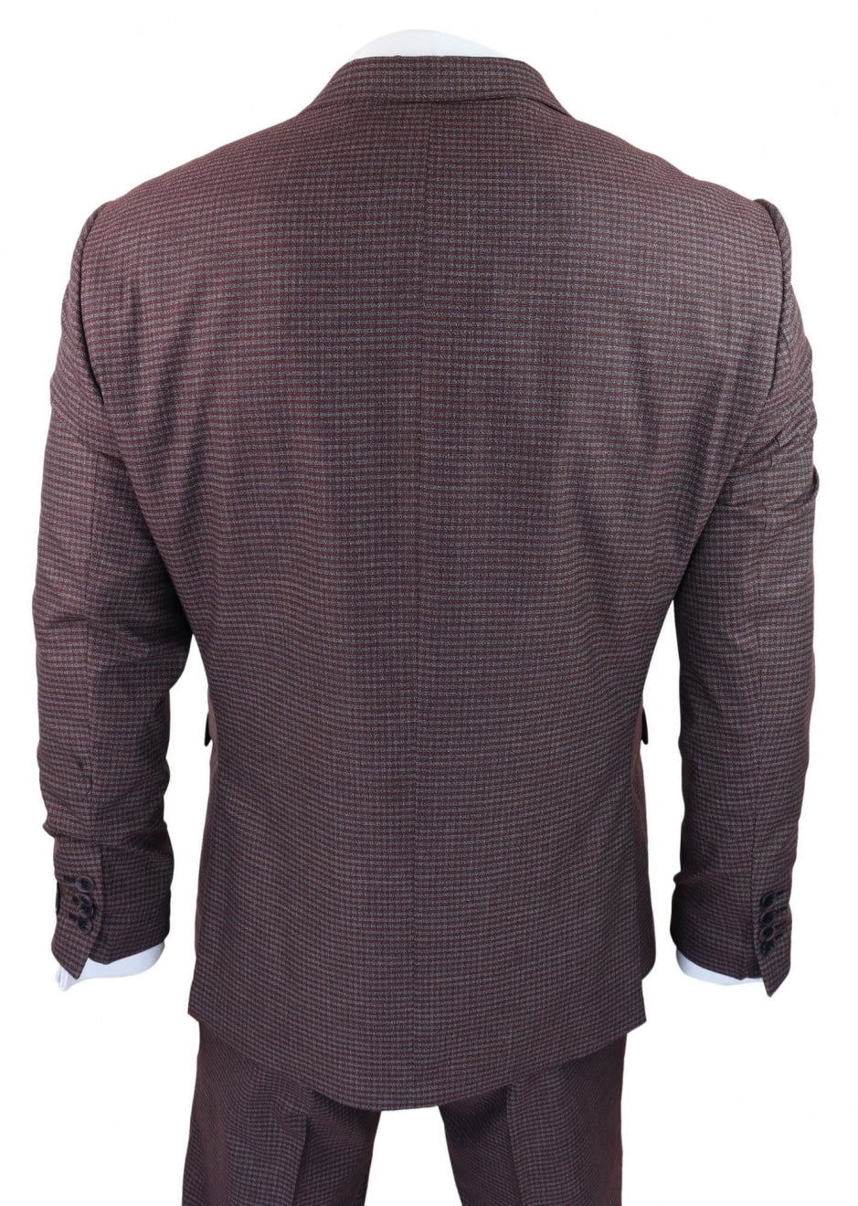 Traje de tres piezas a cuadros pastor en color burdeos y gris - RK20-10