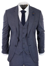 Traje de tres piezas a cuadros azul grisáceo estilo pastor - RK20-11