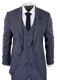 Traje de tres piezas a cuadros azul grisáceo estilo pastor - RK20-11