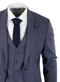 Traje de tres piezas a cuadros azul grisáceo estilo pastor - RK20-11
