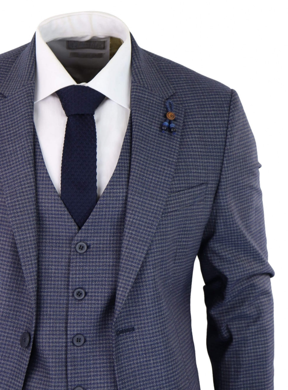 Traje de tres piezas a cuadros azul grisáceo estilo pastor - RK20-11