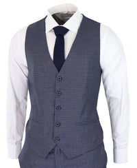 Traje de tres piezas a cuadros azul grisáceo estilo pastor - RK20-11