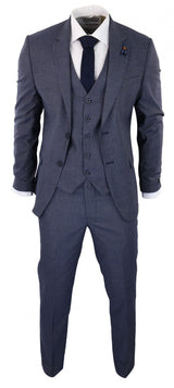 Traje de tres piezas a cuadros azul grisáceo estilo pastor - RK20-11
