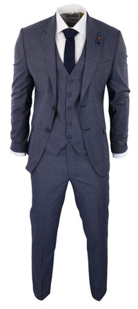 Traje de tres piezas a cuadros azul grisáceo estilo pastor - RK20-11