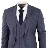 Traje de tres piezas a cuadros azul grisáceo estilo pastor - RK20-11