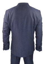Traje de tres piezas a cuadros azul grisáceo estilo pastor - RK20-11