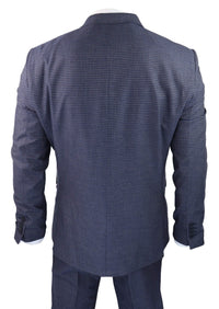 Traje de tres piezas a cuadros azul grisáceo estilo pastor - RK20-11