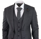 Traje de tres piezas gris oscuro con estampado de cuadros pastor - RK20-12