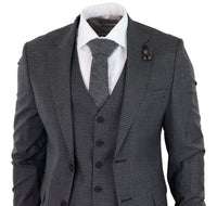 Traje de tres piezas gris oscuro con estampado de cuadros pastor - RK20-12