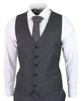 Traje de tres piezas gris oscuro con estampado de cuadros pastor - RK20-12