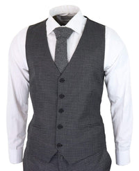 Traje de tres piezas gris oscuro con estampado de cuadros pastor - RK20-12