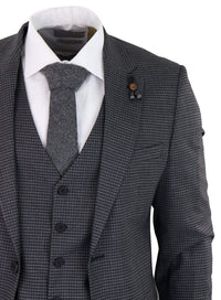 Traje de tres piezas gris oscuro con estampado de cuadros pastor - RK20-12