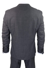 Traje de tres piezas gris oscuro con estampado de cuadros pastor - RK20-12