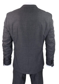 Traje de tres piezas gris oscuro con estampado de cuadros pastor - RK20-12