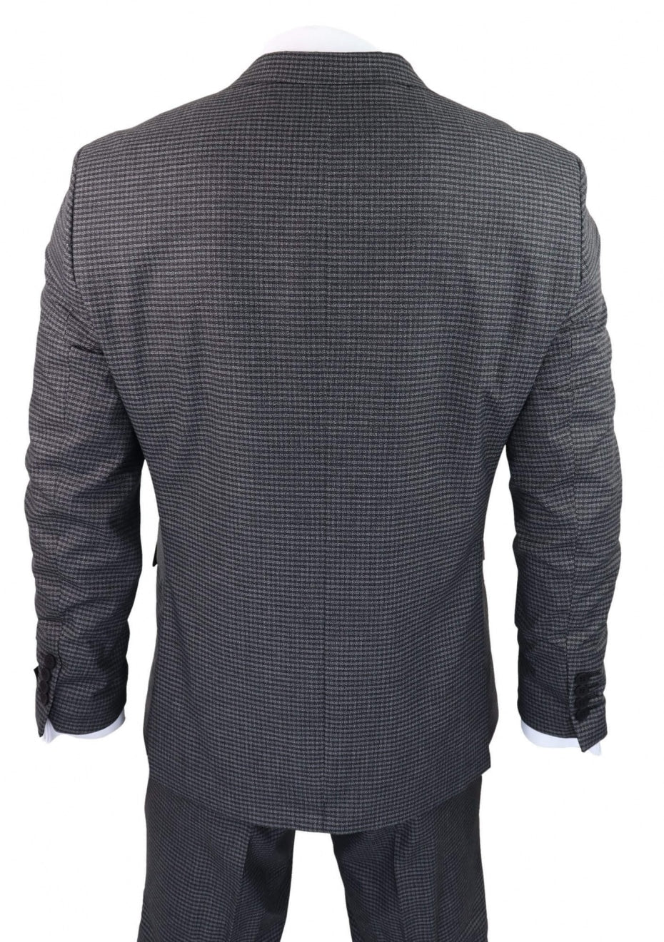 Traje de tres piezas gris oscuro con estampado de cuadros pastor - RK20-12