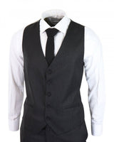 Traje de tres piezas negro a rayas finas - RK20-30
