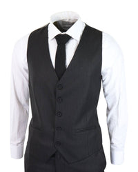 Traje de tres piezas negro a rayas finas - RK20-30