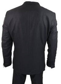 Traje de tres piezas negro a rayas finas - RK20-30