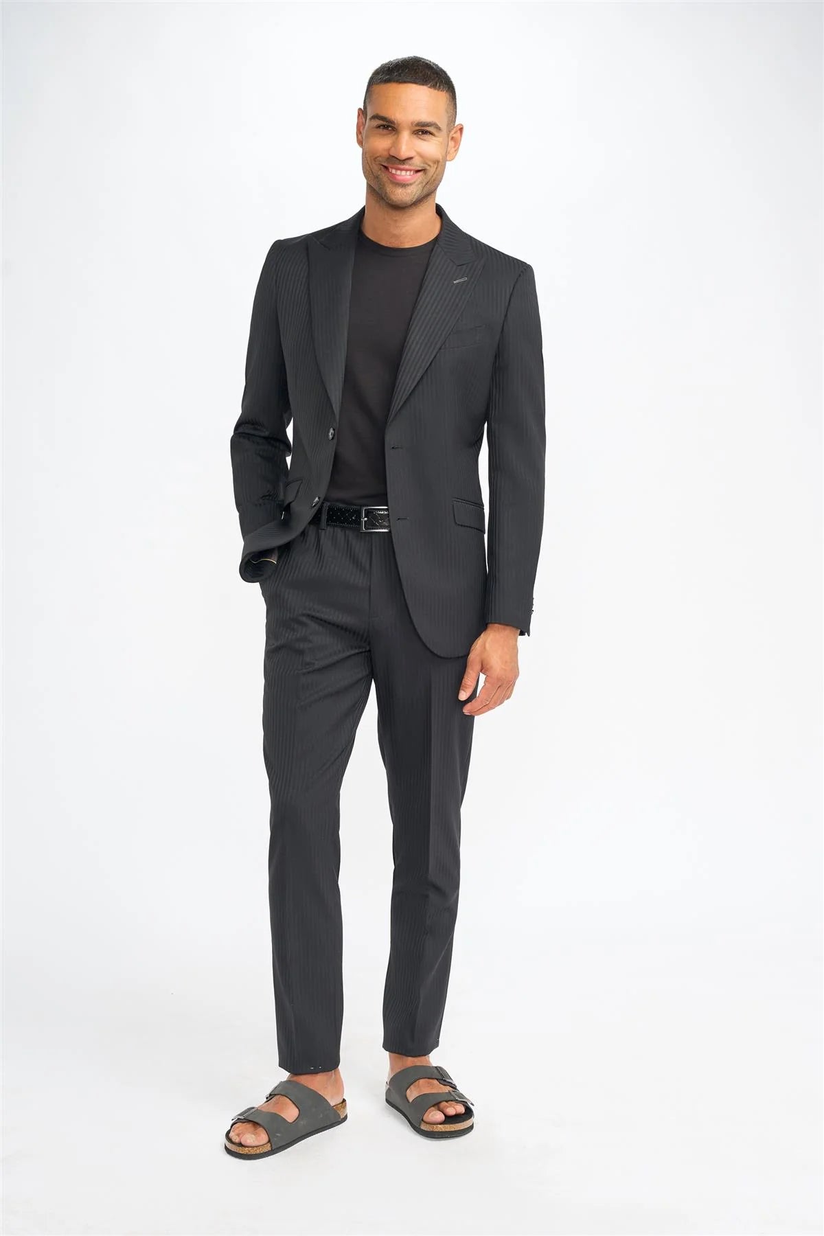 Roberto - Blazer de corte sastre para hombre con rayas negras Shadow Stripes