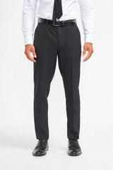 Roberto - Traje de tres piezas para hombre, negro, de mezcla de lana con rayas discretas.