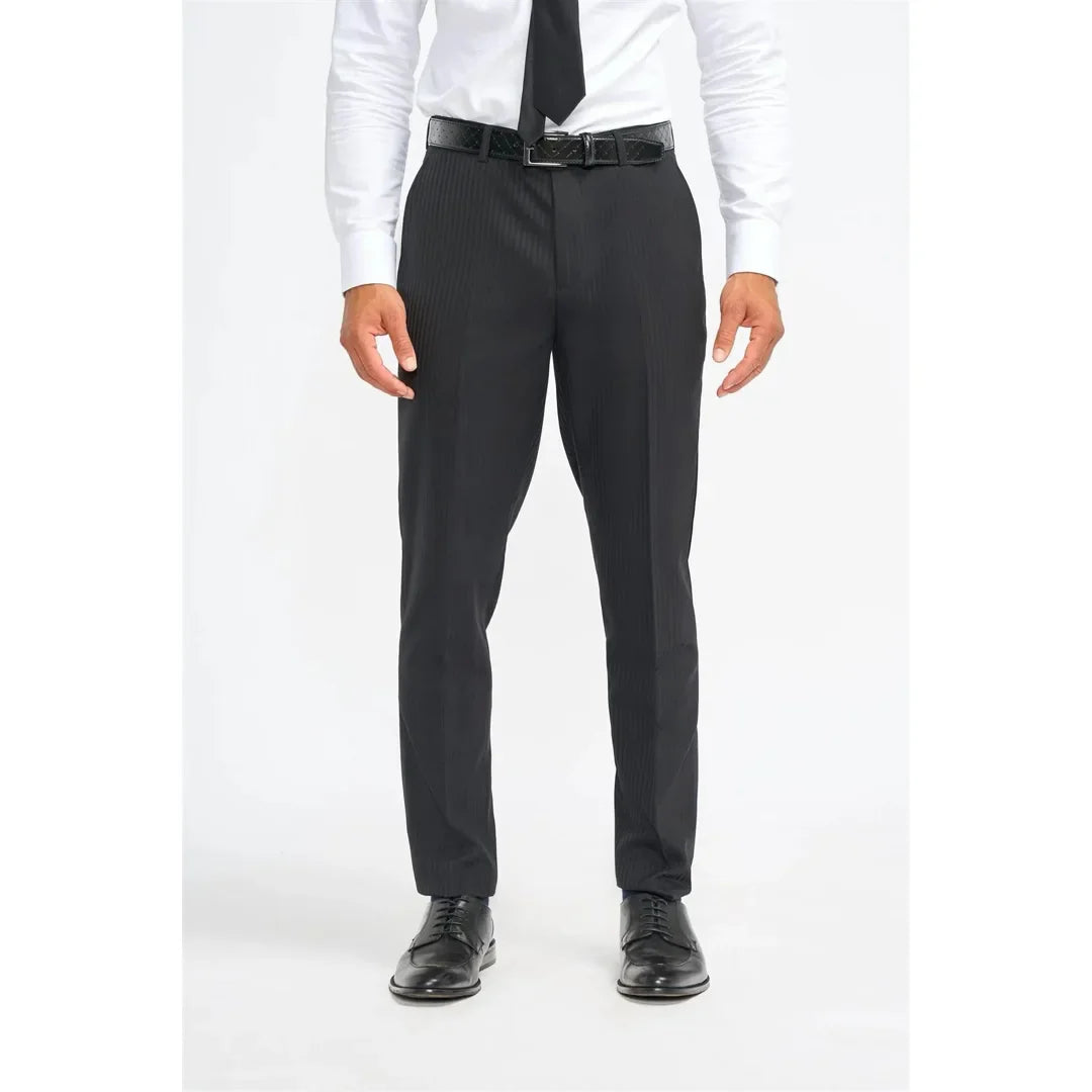 Roberto - Pantalones formales de hombre con rayas negras